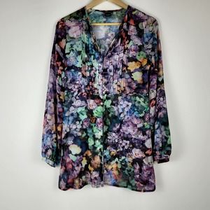 Marciano Semi Sheer Floral long sleeve Cover top Size small